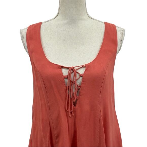 155. Tobi Blush Pink Lace Up Tie Neck Cut Out Back Fit & Flare Dress Small - Picture 4 of 11